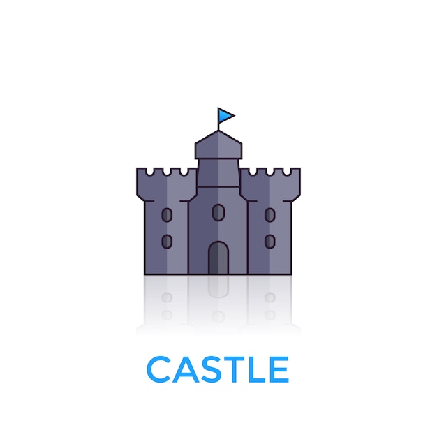 Castle, medieval fortress icon on white