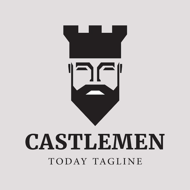 Vector castle men head logo design vector graphic illustration