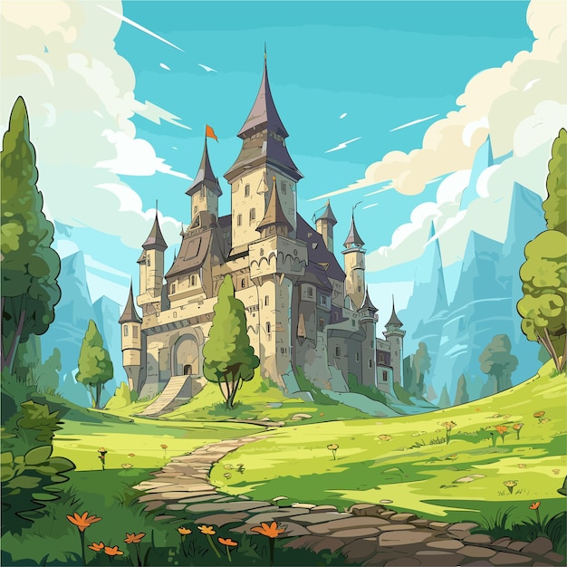a castle in the middle of a green field tale fairytale royal fairy fantasy woods