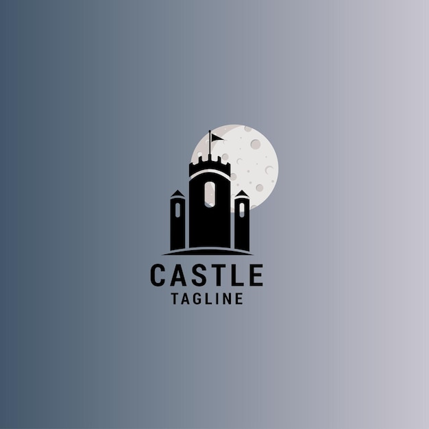 Castle and moon logo icon design template luxury premium vector