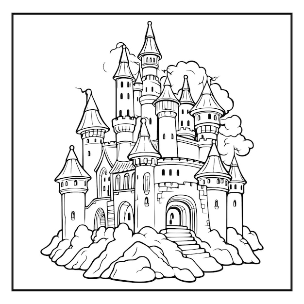 castle outline drowing