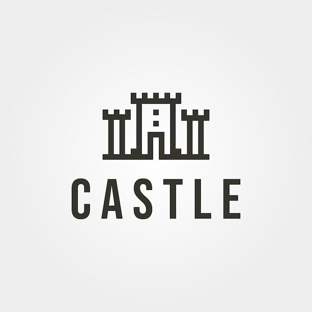 Progettazione minima dell'illustrazione di vettore di logo del profilo del castello