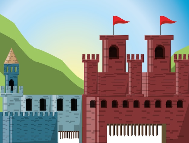 Vector castle of palace medieval and fairytale theme