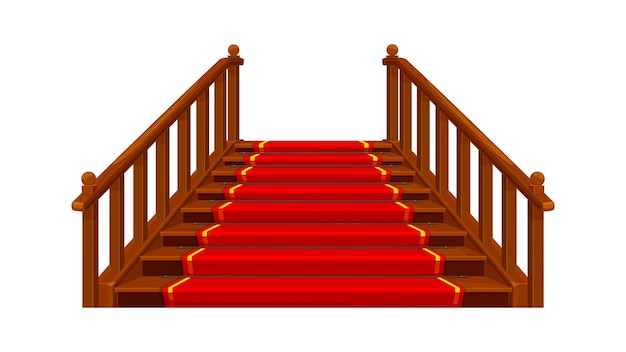 Vector castle and palace staircase wooden stairs carpet