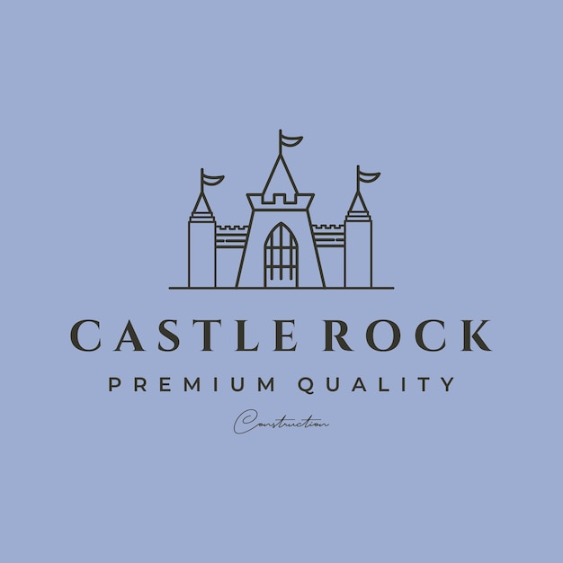 Vector castle rock line art logo vector symbol illustration design