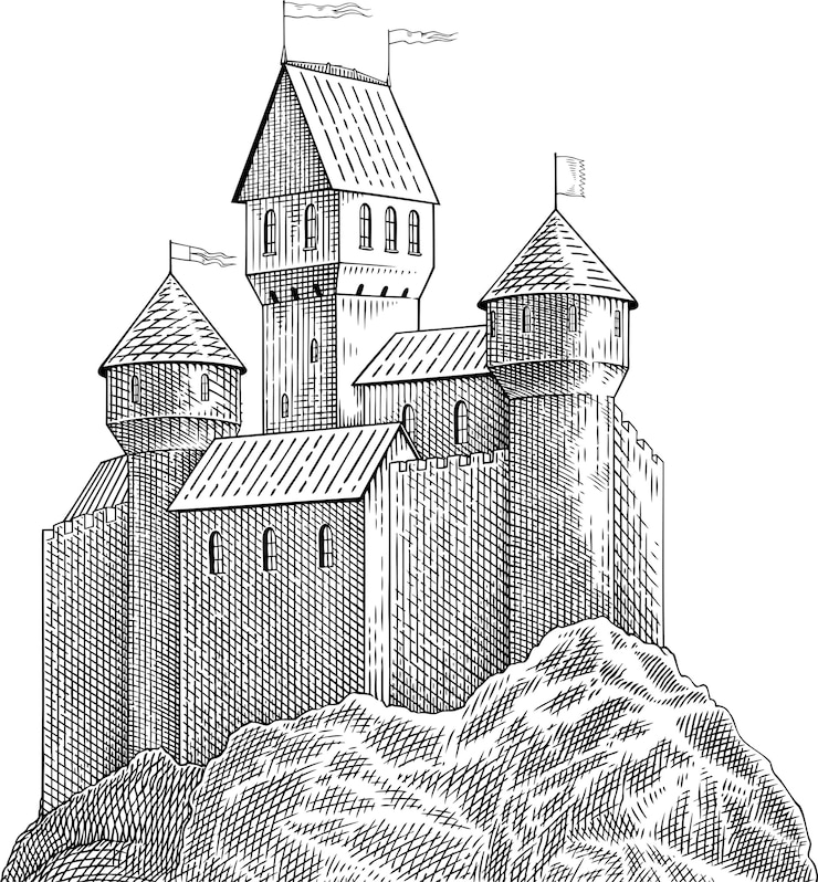 Vector castle on rock