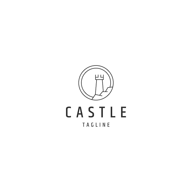 Castle sea line logo icon design template