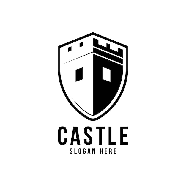 Modello di progettazione di logo di scudo del castello