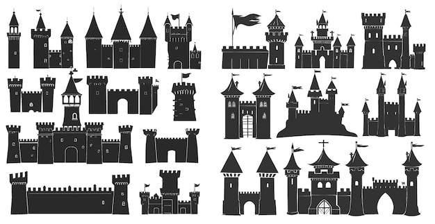 Vector castle silhouette ancient gothic monastery