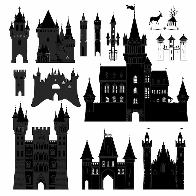 Vector castle_silhouettemedieval_fortress_constructor