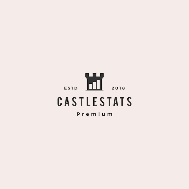 Castle stats bar chart logo vector illustration