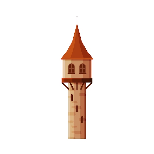 Castle tower part of medieval ancient fortress vector illustration