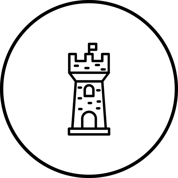 Castle Tower vector icon illustration of Medieval iconset