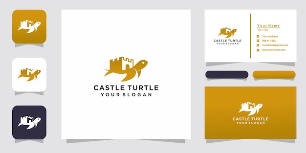 Castle and turtle logo and business card design