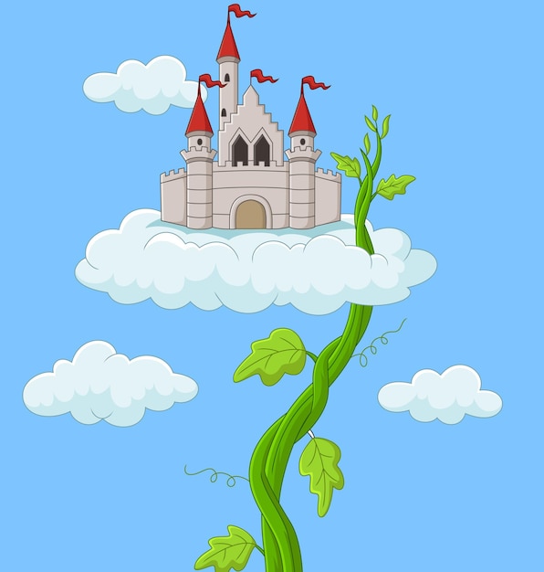 Castle with bean sprout in the clouds