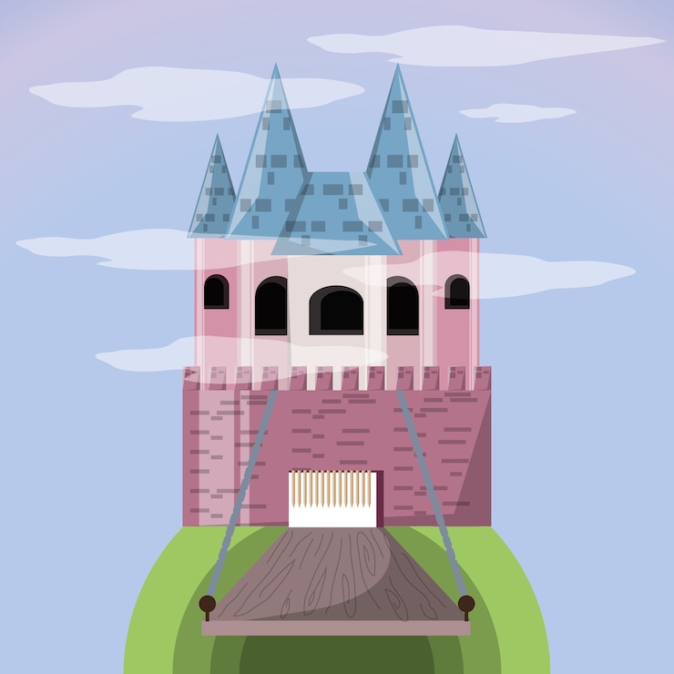Vector castle with bridge of palace medieval and fairytale theme
