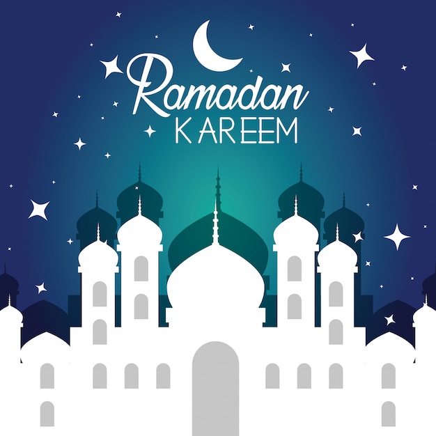 Castle with moon and stars to ramadan kareem