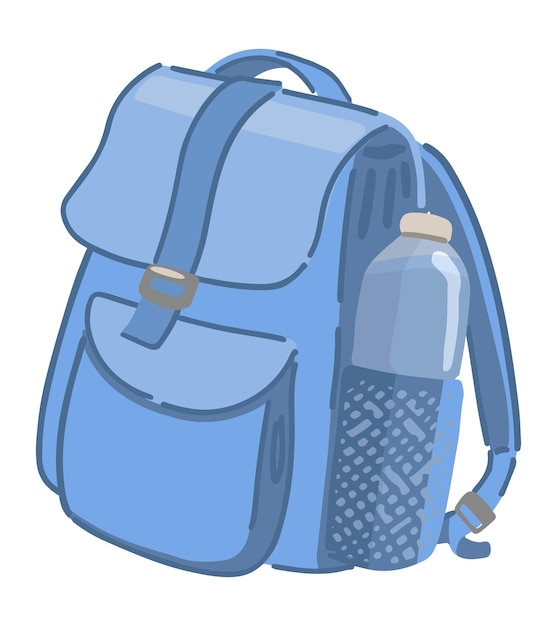 Vettore casual backpack clipart borsa scolastica avventura all'aperto doodle isolato su bianco illustrazione di cartone animato