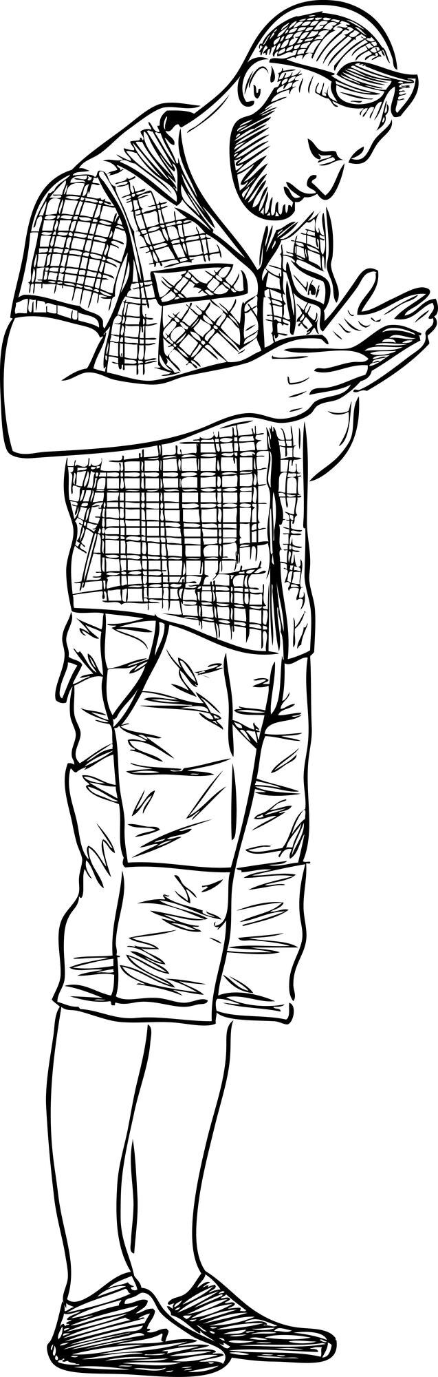 वेक्टर a casual city dweller with a mobile phone