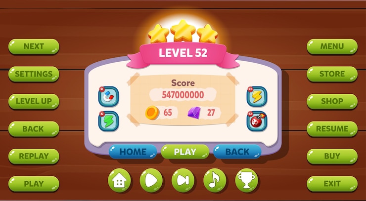 Vector casual game ui menu pop up