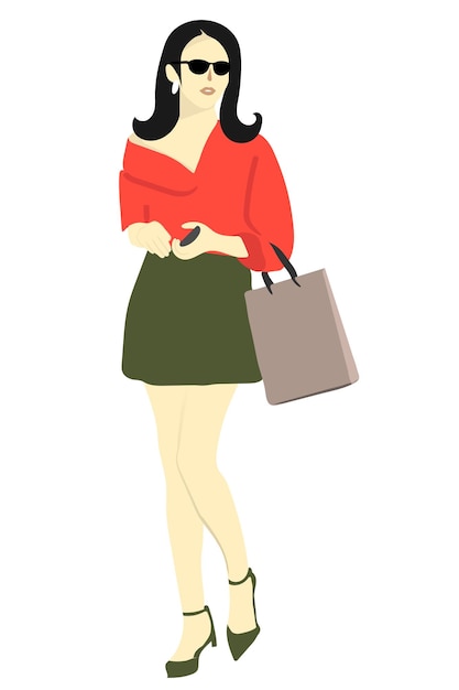 Casual girl with shopping bag