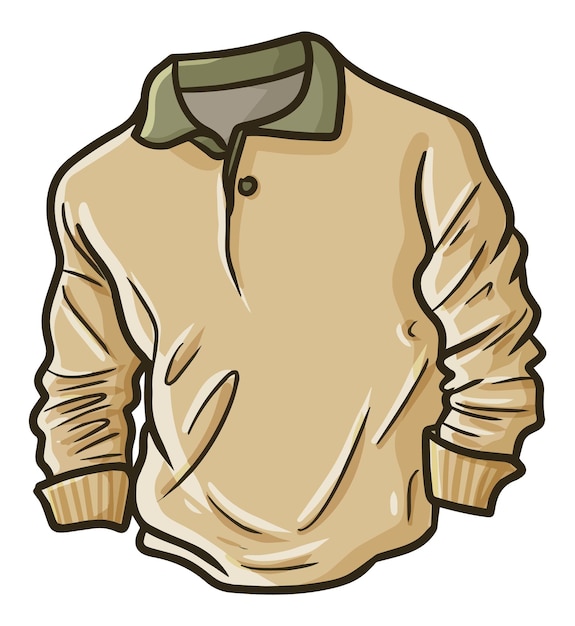 Vector casual light brown long sleeve shirt cartoon vector