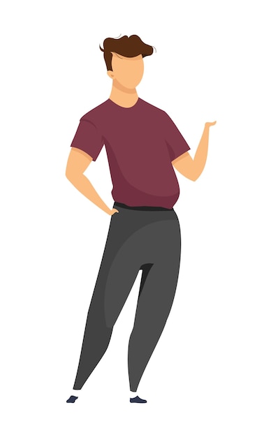 Vector casual man semi flat color vector character