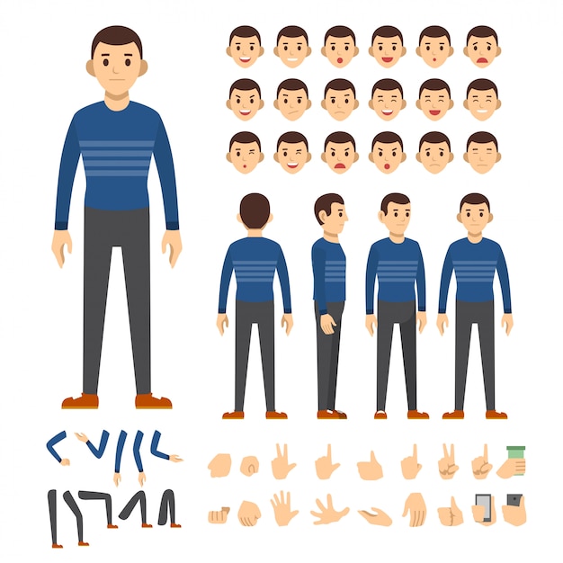 Vector casual man vector icon illustration character