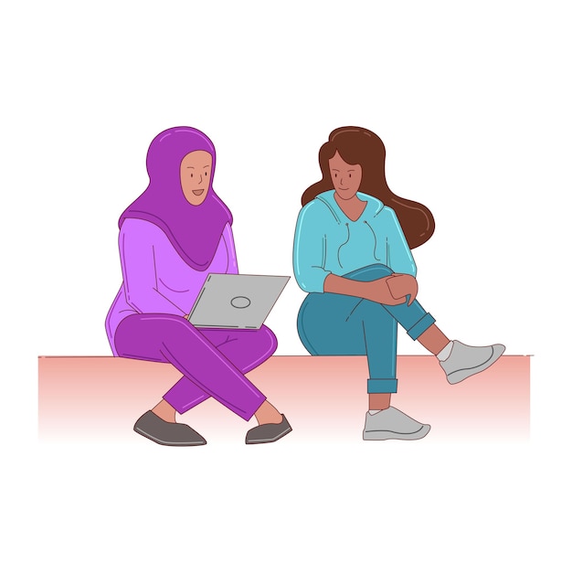 Casual ontmoeting van twee vrouwen vectorillustratie