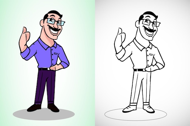 a casual person with thumbs up, mascot vector