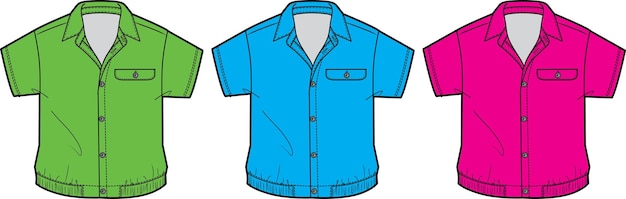 Vettore camicia casual schizzo piatto disegno tecnico modello di illustrazione vettoriale