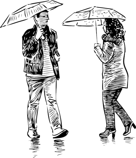 A casual urban pedestrians in the rain