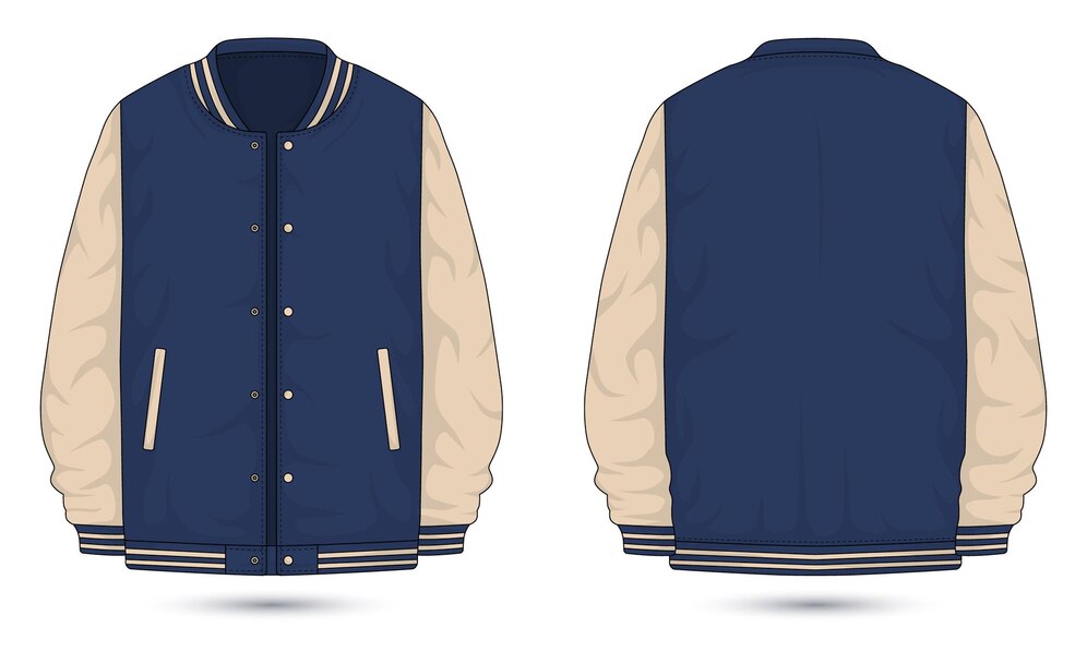 Premium Vector | Casual varsity jacket mockup front and back view