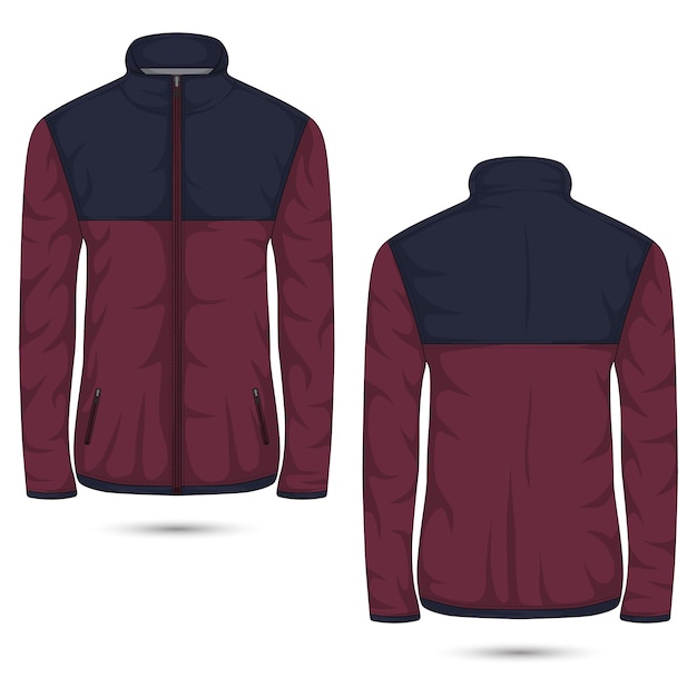 Casual zipper jacket mockup front and back view Vector illustration