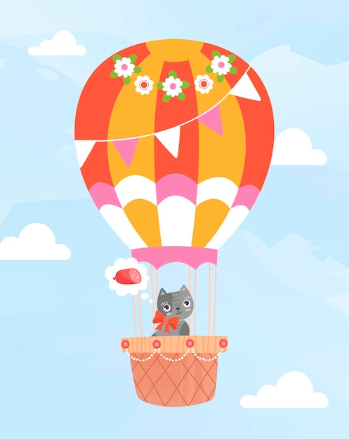 Cat on air balloon