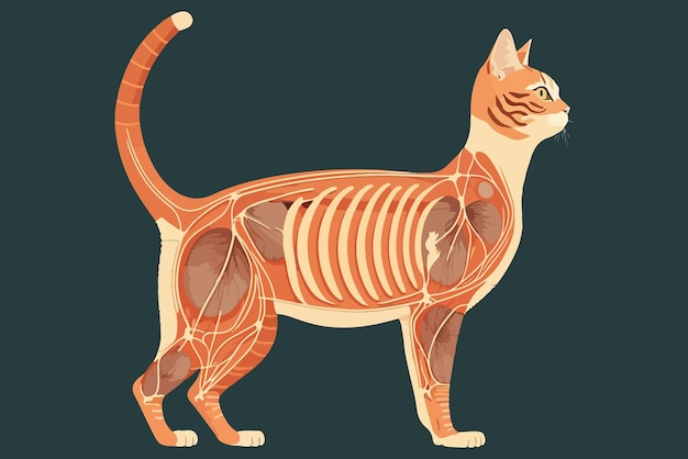 Vettore illustrazione di vettore di anatomia del gatto