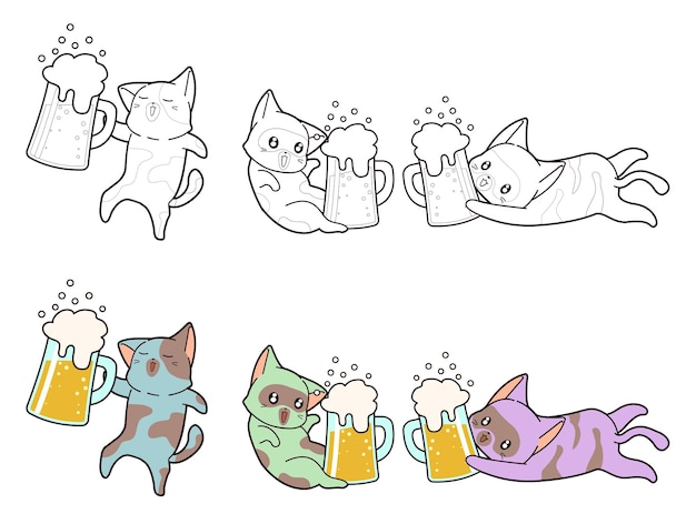 子供のための猫とビールの着色のページ