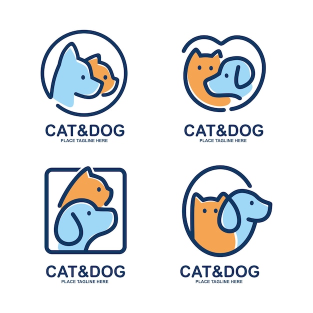 ベクトル 猫と犬のロゴ