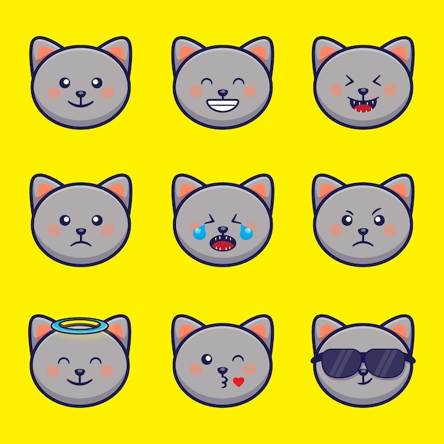 Cat animal emoticon cartoon vector illustration