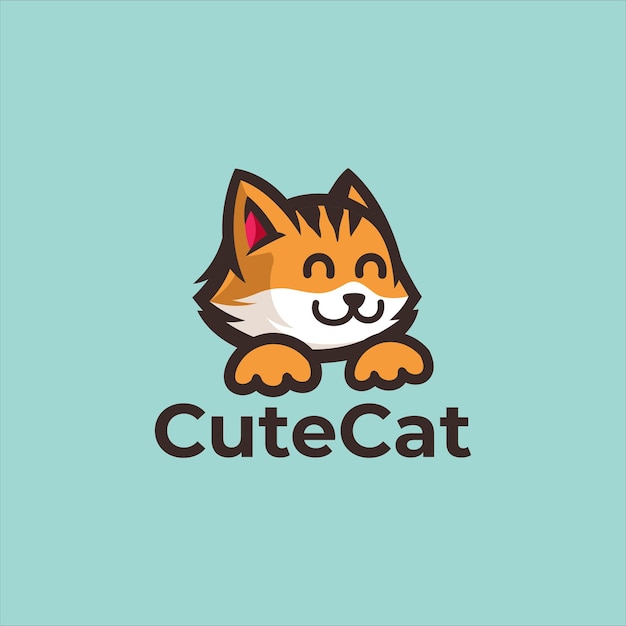 Cat animal kitten logo design