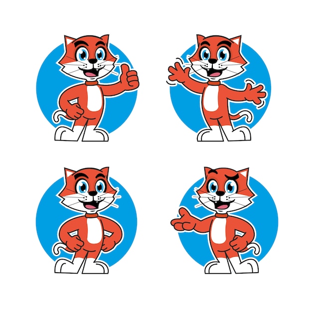 Vector cat animal mascot sticker design