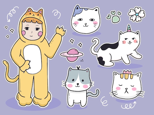 Cat animal sticker set collection