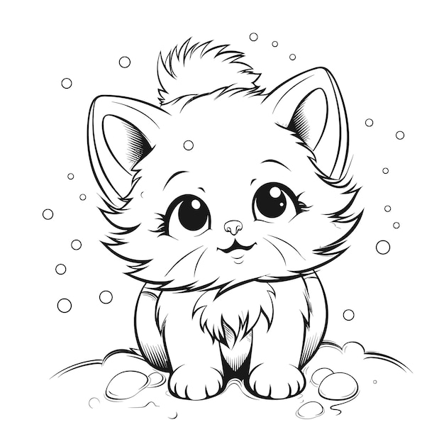 Vector a cat as a snow angel in fresh snow snow angel coloring pages vector