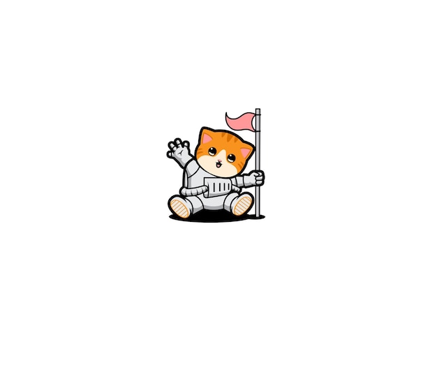 Cat astronaut mascot illustration