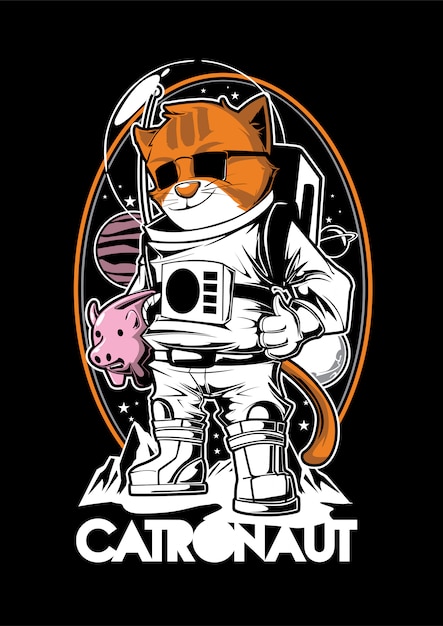 Cat astronaut mascotte illustratie