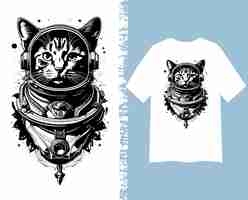 Vector cat astronaut tshirt illustration