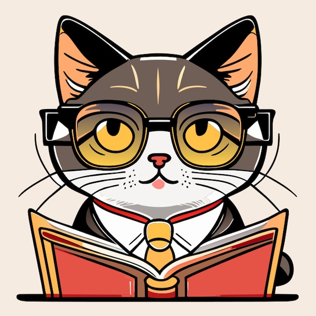 Vector cat author vector illustration