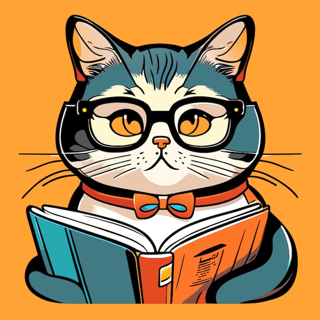 cat author vector illustration