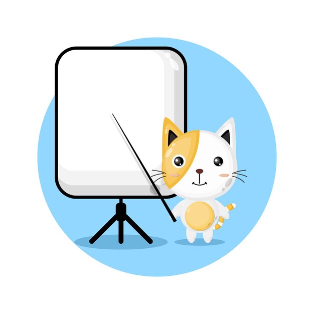 Cat becomes a teacher cute character logo