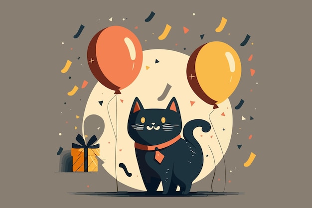 Vettore illustrazione di vettore di compleanno del gatto